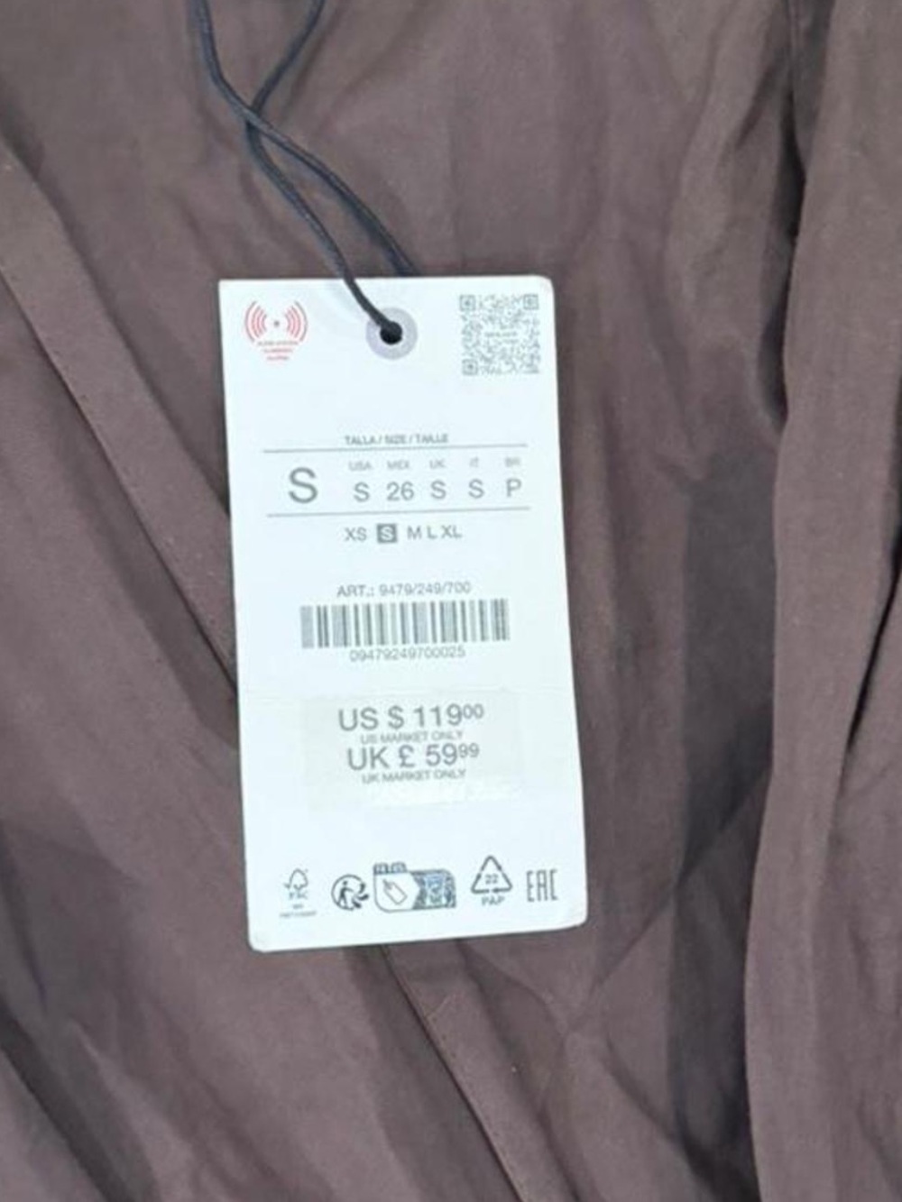Zara Brown Deep V Maxi Dress with Drawstring Waist - Picture 3 of 4